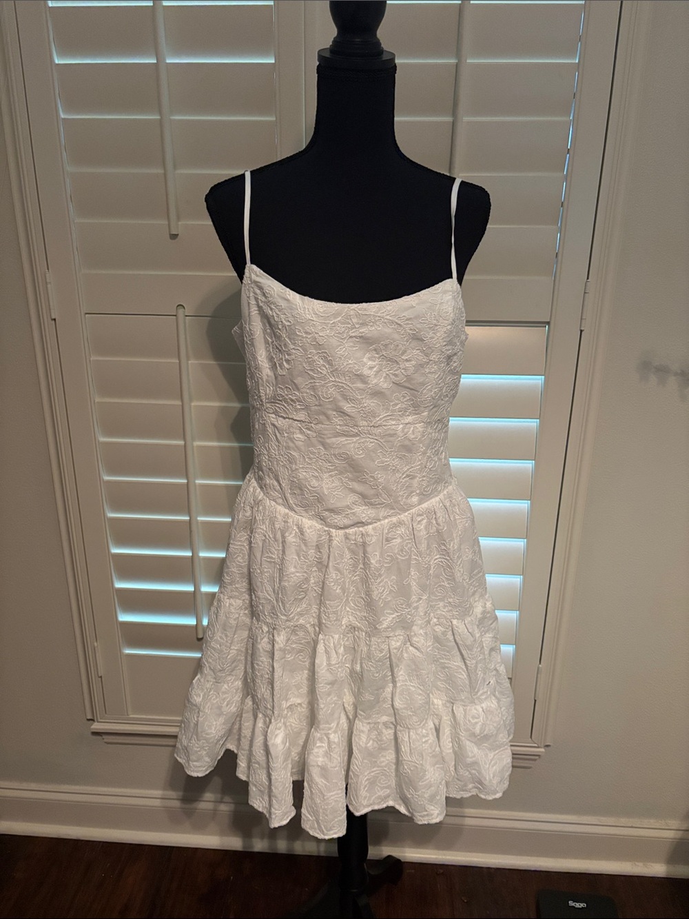 Altar'd State White Embroidered Spaghetti Strap Dress size 2XL